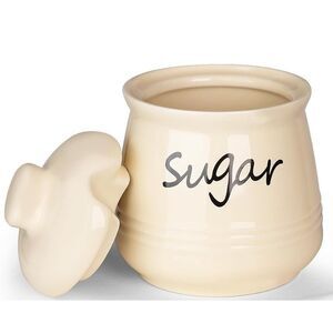 NEW 12oz Sugar Bowl with Lid Ceramic Jar Dispenser Coffee Bar